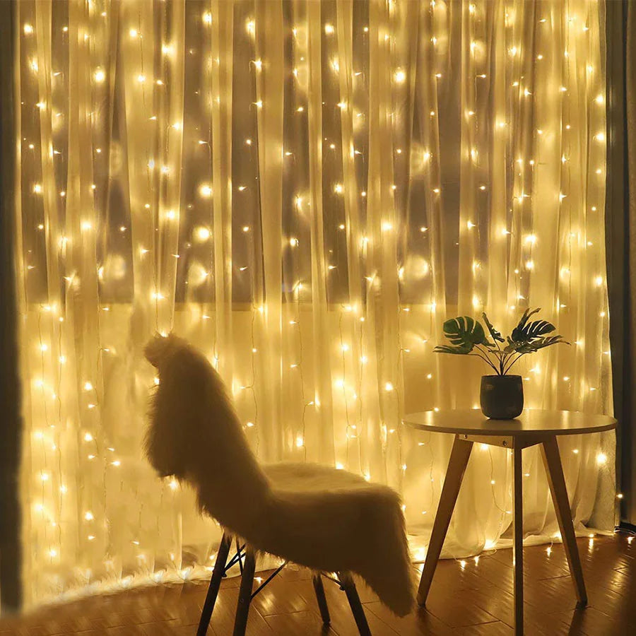 LED Icicle Curtain Lights – 3×3 m 8-Mode Fairy Light Garland | Trendorio Shop