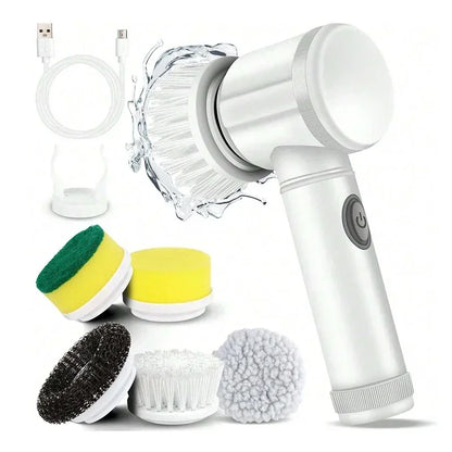 1. 5-in-1 Electric Spin Scrubber Brush – Bathroom Tile & Sink Cleaner | Trendorio Shop - white - Electric Cleaning Tools