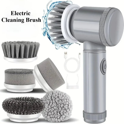 1. 5-in-1 Electric Spin Scrubber Brush – Bathroom Tile & Sink Cleaner | Trendorio Shop - Grey - Electric Cleaning Tools