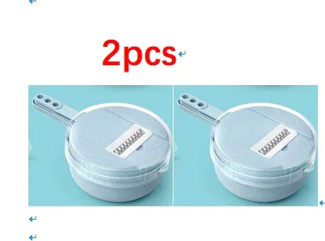 Two silver round kitchen mandoline slicers with handles and clear lids, labeled 2pcs