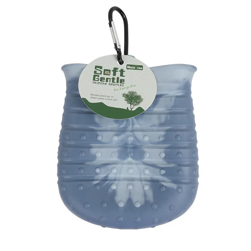 Soft Gentle silicone bristles paw cleaner for large pets with tag and carabiner clip