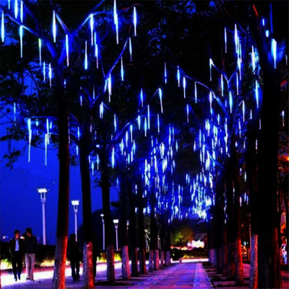 LED Meteor Shower Rain Lights – Waterproof Falling Raindrop String Lights for Christmas, Holidays & Outdoor Garden Decor