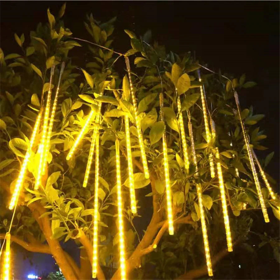 LED Icicle Curtain String Lights – 30/50cm Meteor Shower Style Lights for Christmas, Garden & Wedding Decor