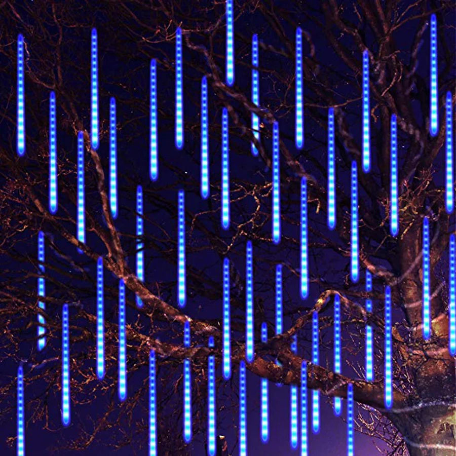 LED Icicle Curtain String Lights – 30/50cm Meteor Shower Style Lights for Christmas, Garden & Wedding Decor