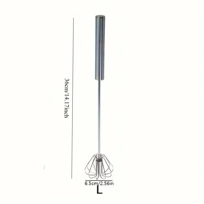 Stainless steel handheld whisk with 36cm length and 6.5cm head for kitchen mixing