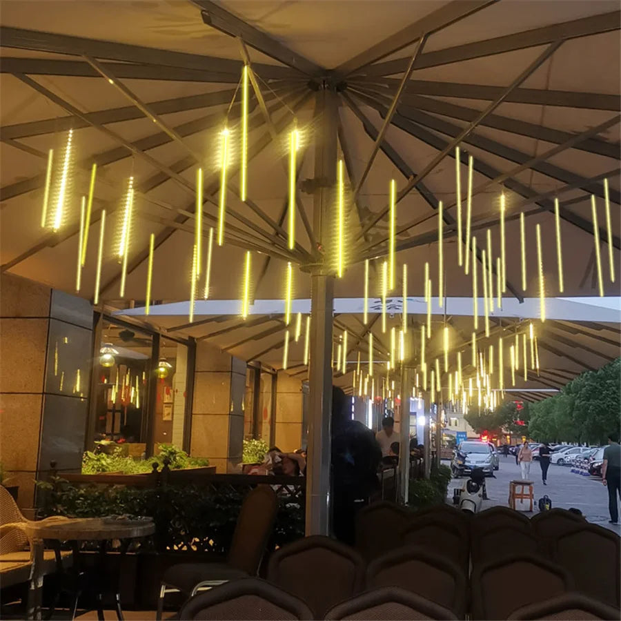 LED Icicle Curtain String Lights – 30/50cm Meteor Shower Style Lights for Christmas, Garden & Wedding Decor