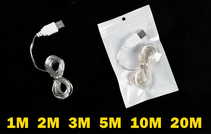 USB LED Fairy Lights – Copper & Silver Wire (1/5/20/20M) | Trendorio