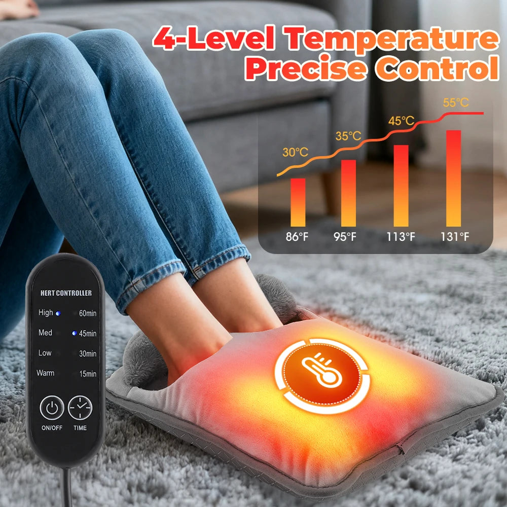 USB Powered Plush Electric Foot Warmer – Cozy Heat for Home & Office