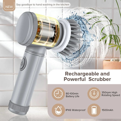 5-in-1 Electric Cleaning Brush Set – Multi-Purpose Kitchen & Bathroom Scrubber & Shoe Polishing Tool | Trendorio Shop