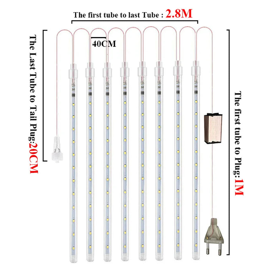 LED Icicle Curtain String Lights – 30/50cm Meteor Shower Style Lights for Christmas, Garden & Wedding Decor