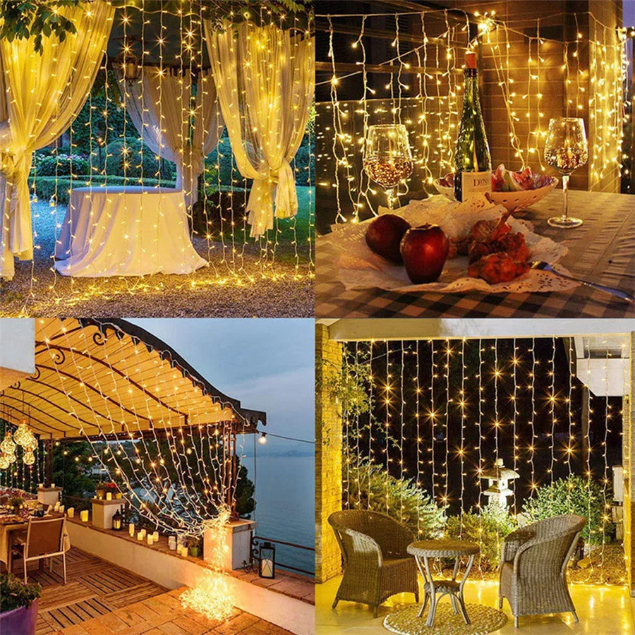LED Icicle Curtain Lights – 3×3 m 8-Mode Fairy Light Garland | Trendorio Shop
