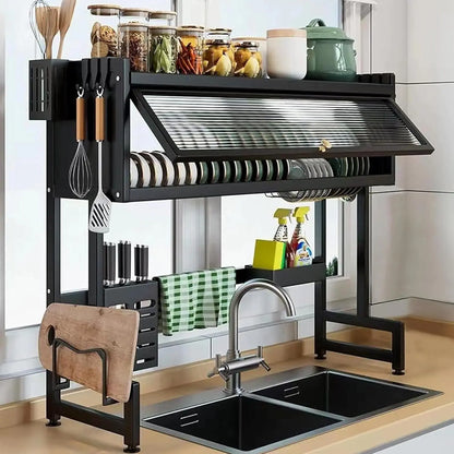 Over Sink Dish Rack | Above Sink Drainage Drying Rack with Cutlery Holder - Maximize Counter Space | Trendorio Shop