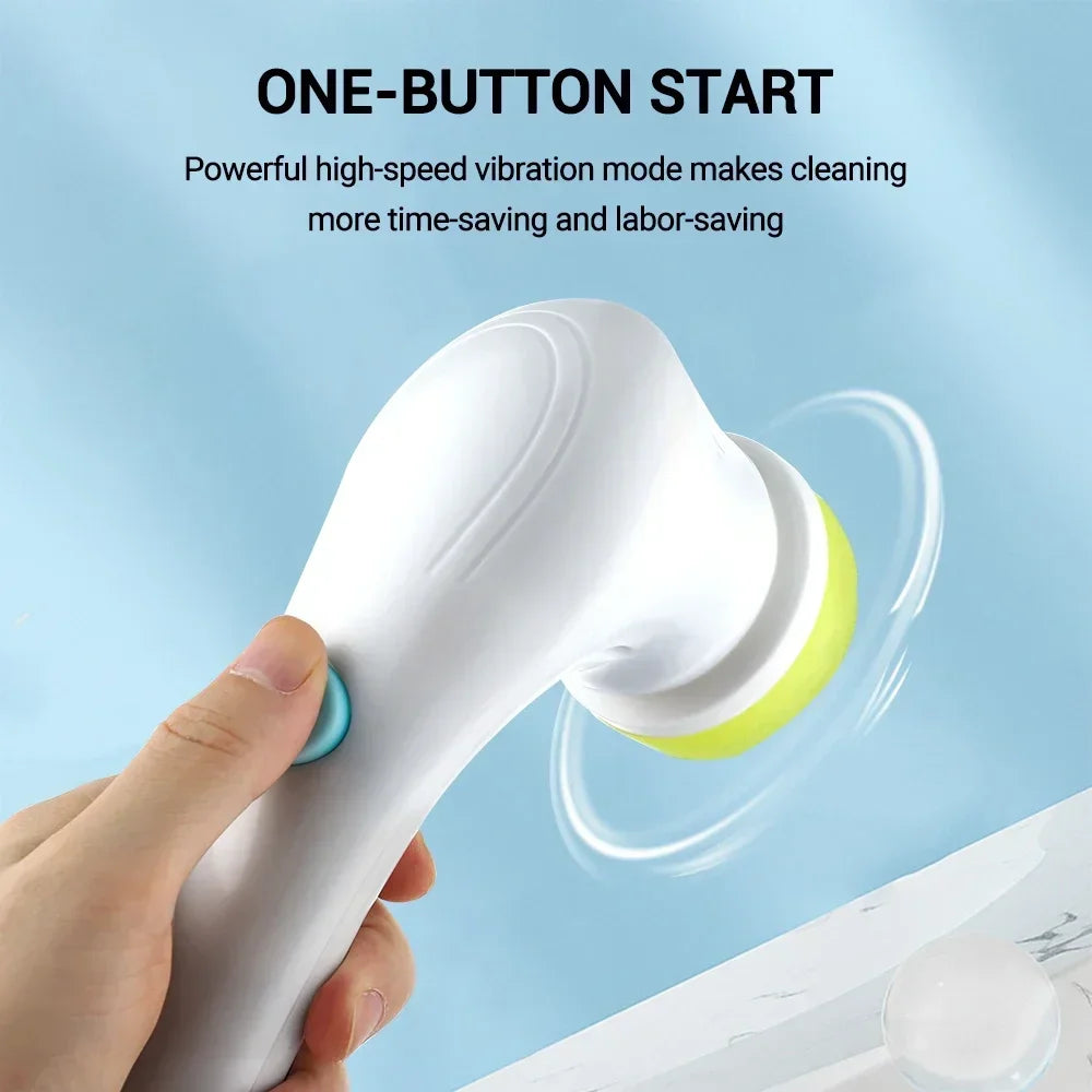 Wireless 5-in-1 Electric Cleaning Brush – USB Rechargeable Home Scrubber | Trendorio Shop