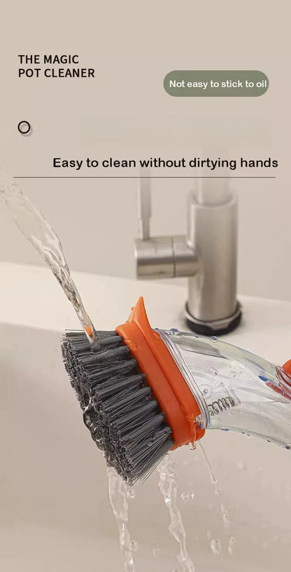 Refillable Liquid Dishwashing Brush – Long-Handle Kitchen Scrubber | Trendorio Shop