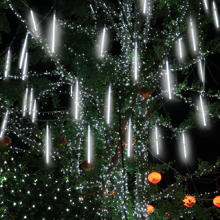 LED Icicle Curtain String Lights – 30/50cm Meteor Shower Style Lights for Christmas, Garden & Wedding Decor