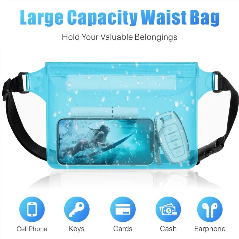 Waterproof Phone Waist Bag for Swimming & Beach - Adjustable Dry Pouch with Belt for Phones & Valuables | Trendorio Shop