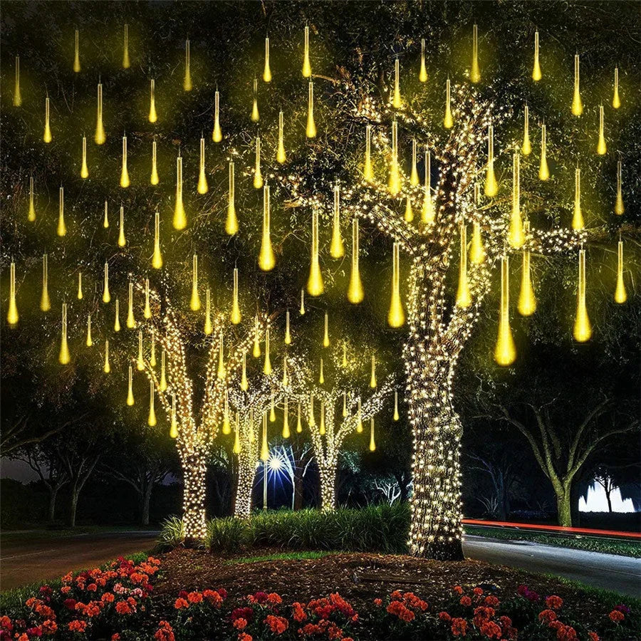 LED Icicle Curtain String Lights – 30/50cm Meteor Shower Style Lights for Christmas, Garden & Wedding Decor