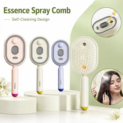 Electric Spray Hair Comb 3-in-1 | Air Cushion Massage Brush | Rechargeables Anti Static Self - Cleaning Hair Tool