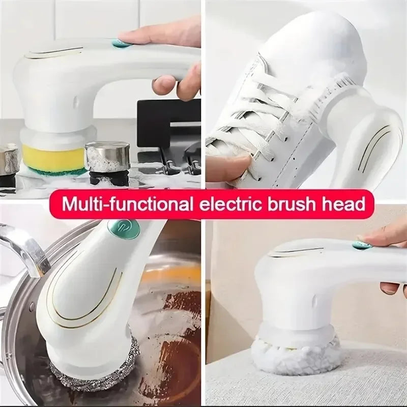 Five-in-One Electric Cleaning Brush – Bathroom & Kitchen Scrubber | Trendorio Shop