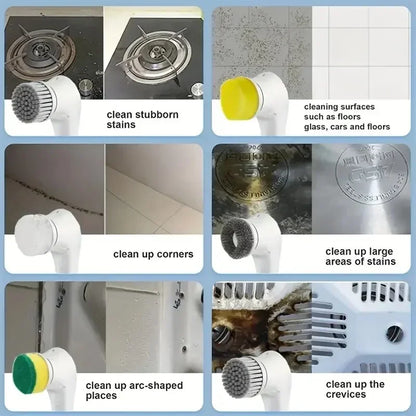 Five-in-One Electric Cleaning Brush – Bathroom & Kitchen Scrubber | Trendorio Shop