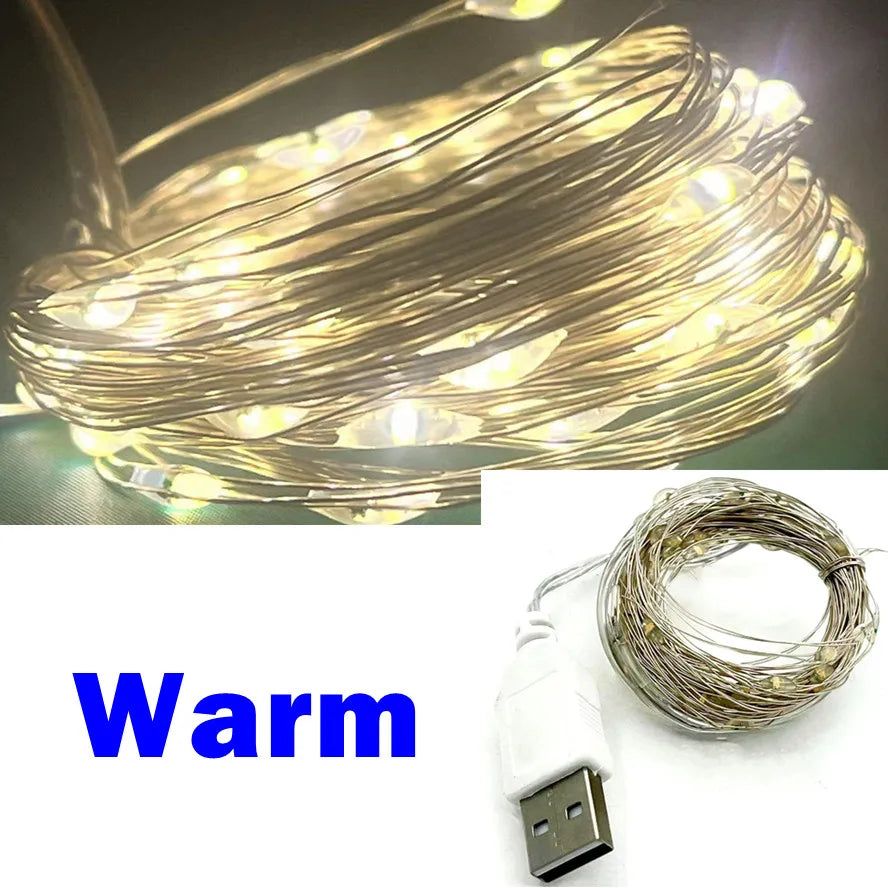 USB LED Fairy String Lights – Copper & Silver Wire (3/10/20M) | Trendorio