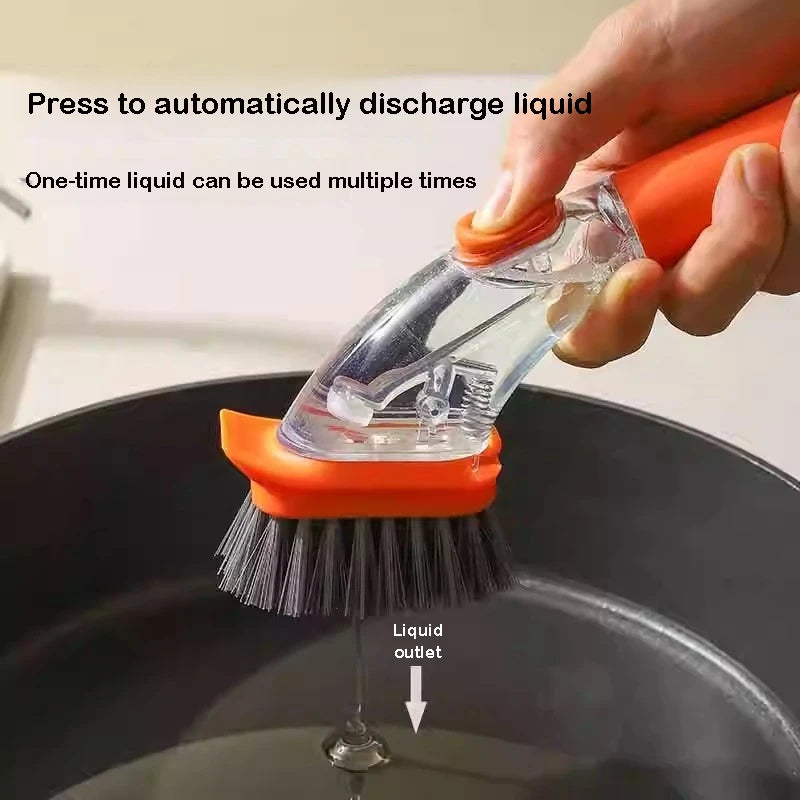 Refillable Liquid Dishwashing Brush – Long-Handle Kitchen Scrubber | Trendorio Shop