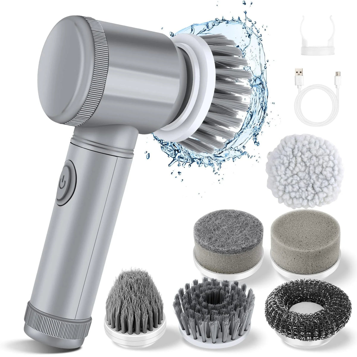 5-in-1 Electric Cleaning Brush Set – Multi-Purpose Kitchen & Bathroom Scrubber & Shoe Polishing Tool | Trendorio Shop