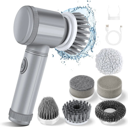 5-in-1 Electric Cleaning Brush Set – Multi-Purpose Kitchen & Bathroom Scrubber & Shoe Polishing Tool | Trendorio Shop