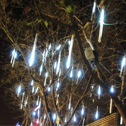 LED Meteor Shower Rain Lights – Waterproof Falling Raindrop String Lights for Christmas, Holidays & Outdoor Garden Decor