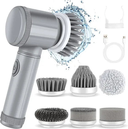 5-in-1 Electric Cleaning Brush Set – Multi-Purpose Kitchen & Bathroom Scrubber & Shoe Polishing Tool | Trendorio Shop