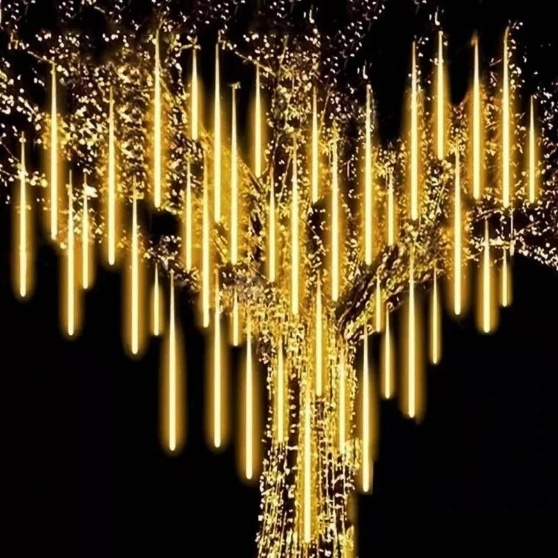 LED Meteor Shower Rain Lights – Waterproof Falling Raindrop String Lights for Christmas, Holidays & Outdoor Garden Decor