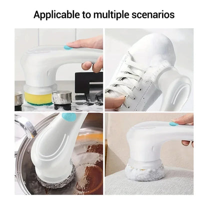 Wireless 5-in-1 Electric Cleaning Brush – USB Rechargeable Home Scrubber | Trendorio Shop