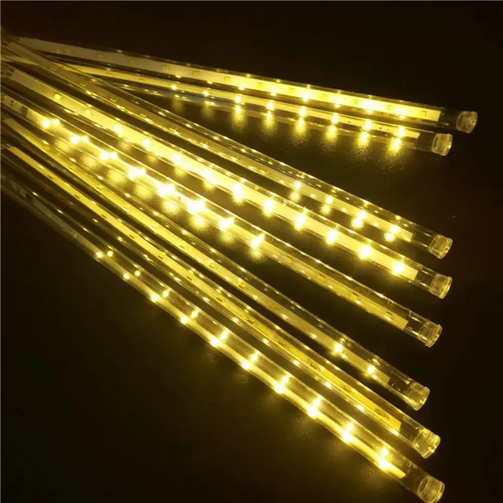 LED Meteor Shower Rain Lights – Waterproof Falling Raindrop String Lights for Christmas, Holidays & Outdoor Garden Decor