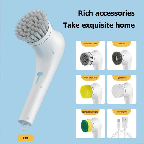 Wireless 5-in-1 Electric Cleaning Brush – USB Rechargeable Home Scrubber | Trendorio Shop