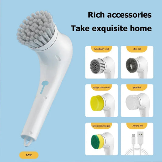 Wireless 5-in-1 Electric Cleaning Brush – USB Rechargeable Home Scrubber | Trendorio Shop