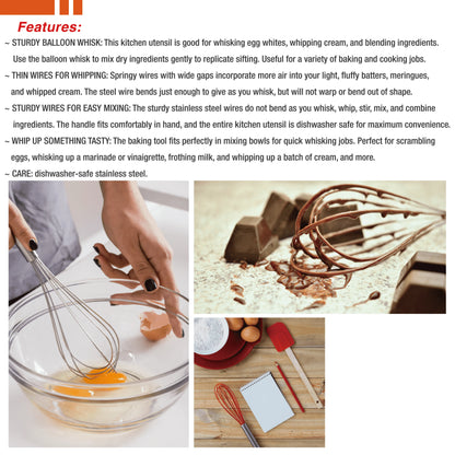 Kitchen collage with balloon whisk beating egg in glass bowl, whisk with melted chocolate, and baking ingredients with notepad