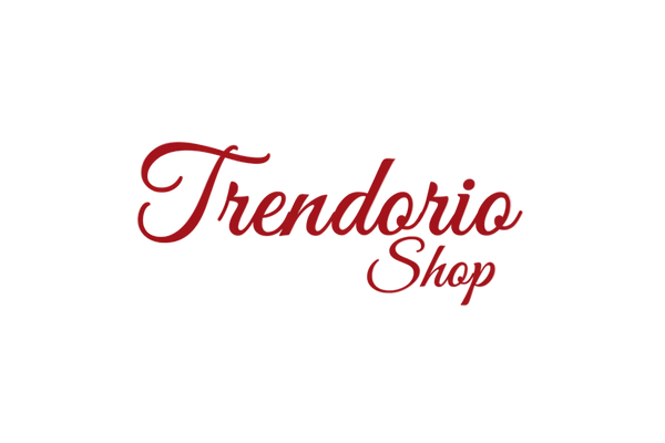 create a Trendorio Shop logo , text should be in curly and in red color , should be in png image , only in text form