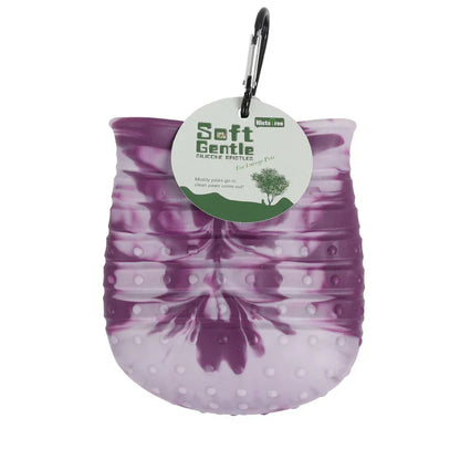 Purple and white silicone paw cleaner with soft bristles for large pets by Histo Tree